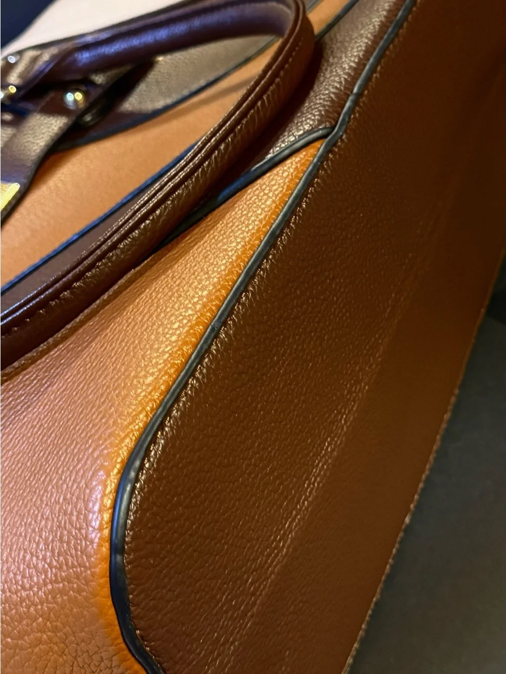 Tri-Tone Brown, Tan & Cream Colorblock Satchel